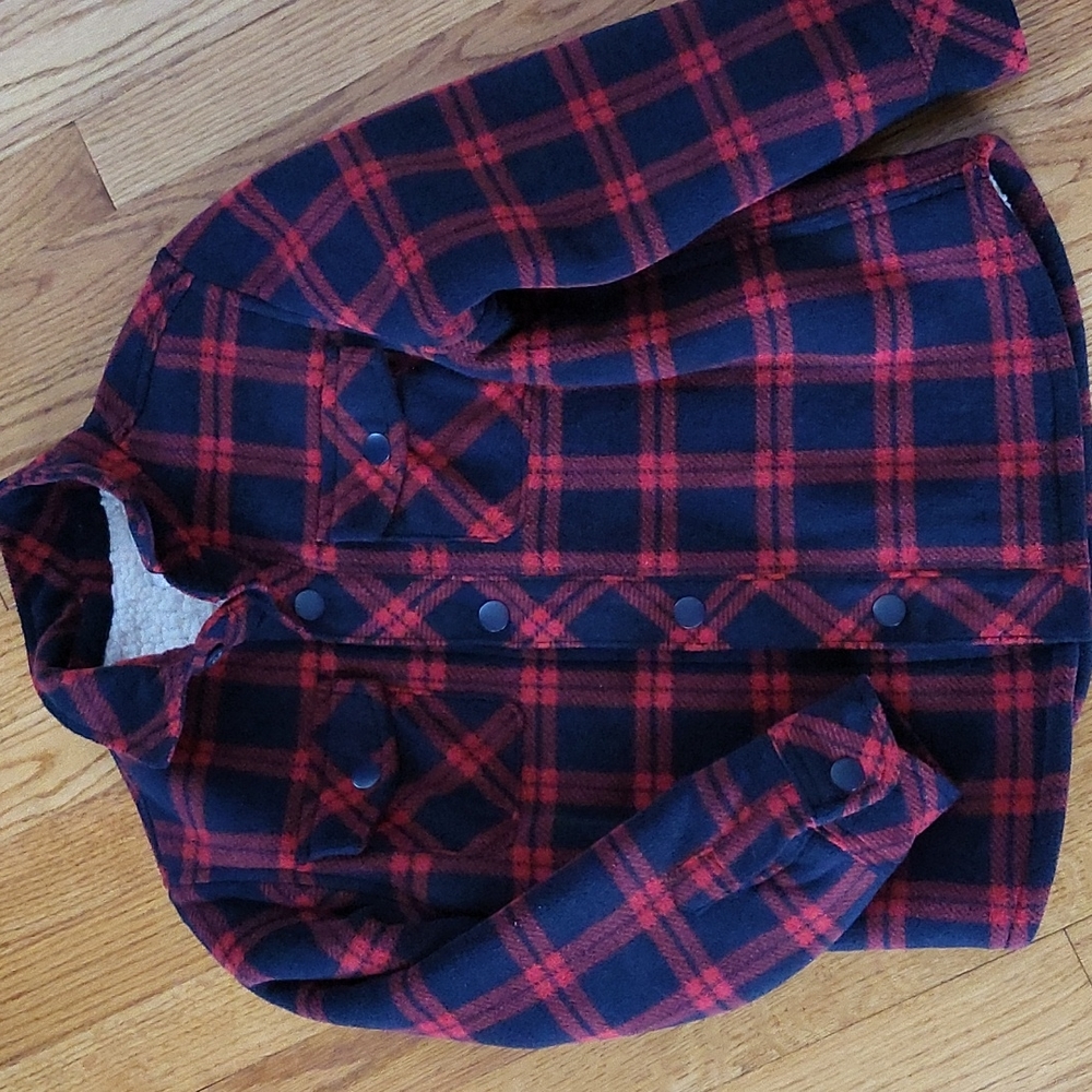 NWT Old Navy Sherpa Lined Flannel Shirt Jacket - Youth Size Small (6-7)